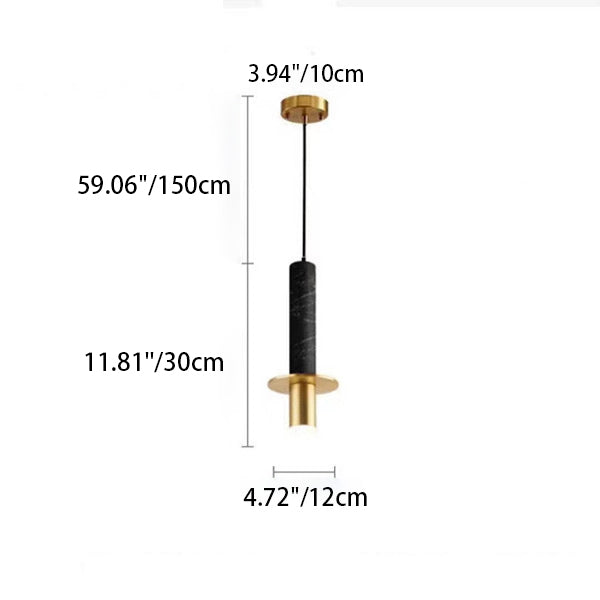 Suspension LED en fer marbre rond cylindre scandinave contemporain pour salon 
