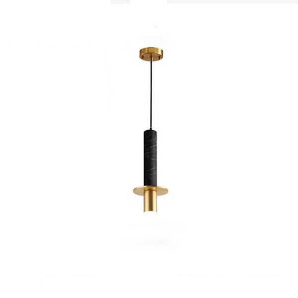 Suspension LED en fer marbre rond cylindre scandinave contemporain pour salon 
