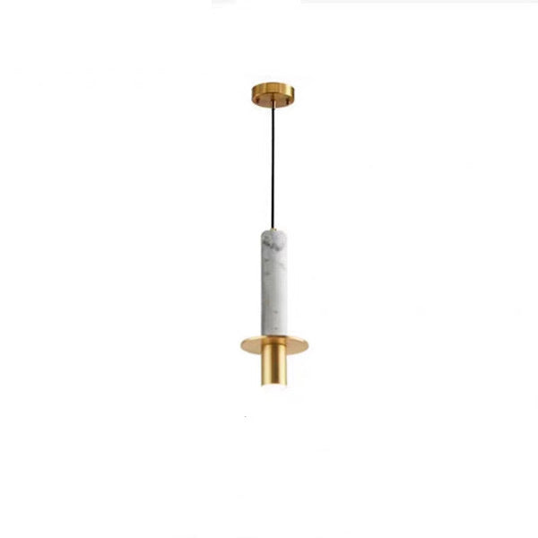 Suspension LED en fer marbre rond cylindre scandinave contemporain pour salon 