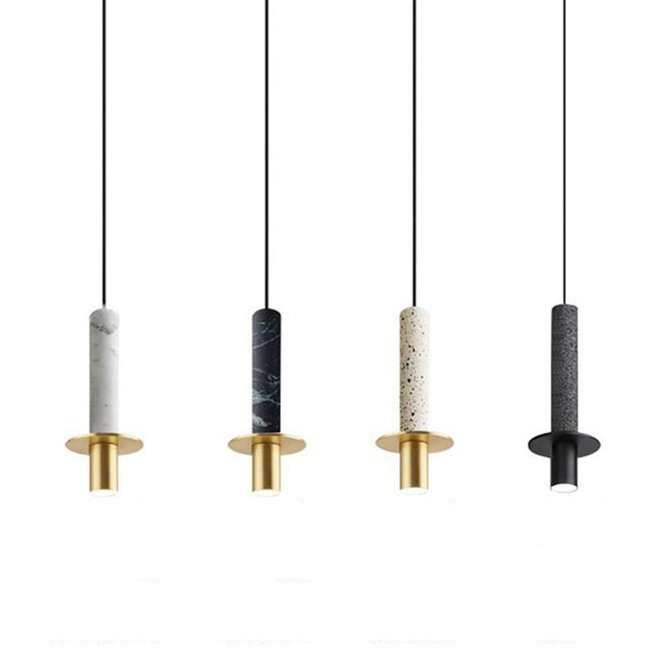 Suspension LED en fer marbre rond cylindre scandinave contemporain pour salon 