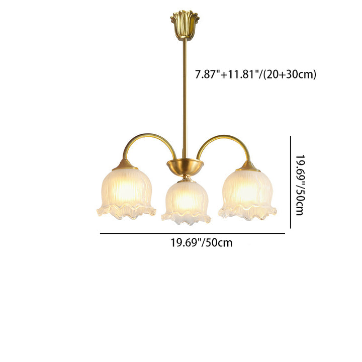 Traditioneller Vintage Runder Floraler Gebogener Zweig Glas Messing 3/5/8 Licht Kronleuchter Für Wohnzimmer 