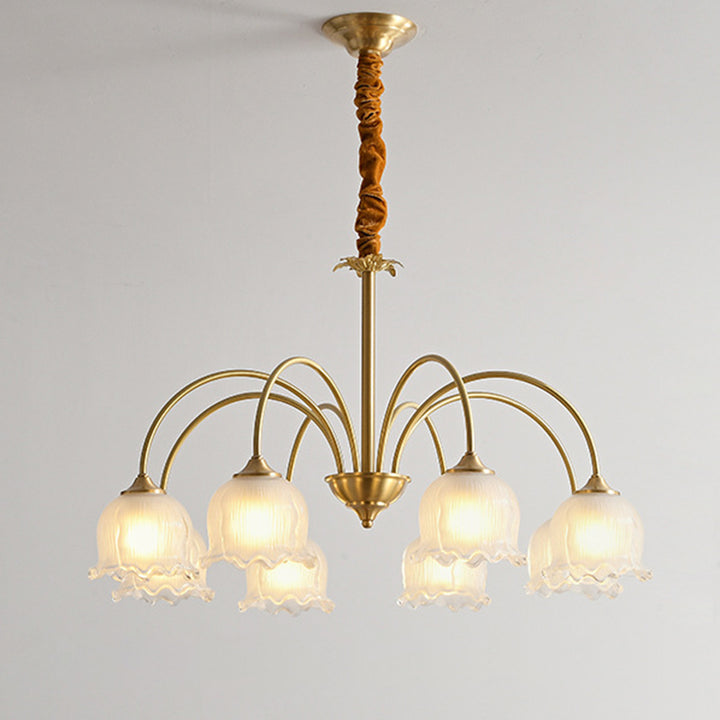 Traditioneller Vintage Runder Floraler Gebogener Zweig Glas Messing 3/5/8 Licht Kronleuchter Für Wohnzimmer 