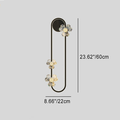 Applique murale contemporaine ovale ronde florale en acrylique et laiton avec LED pour salon 