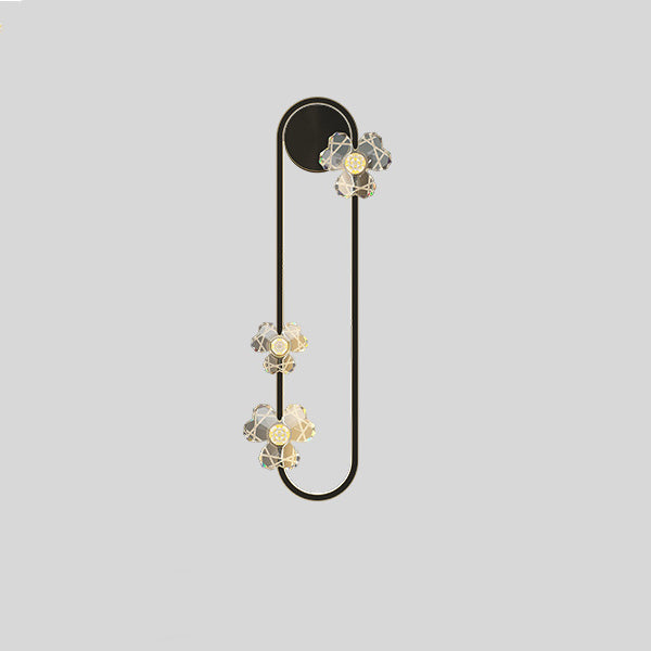 Applique murale contemporaine ovale ronde florale en acrylique et laiton avec LED pour salon 