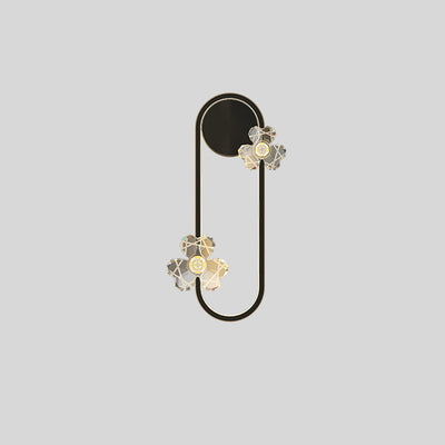 Applique murale contemporaine ovale ronde florale en acrylique et laiton avec LED pour salon 