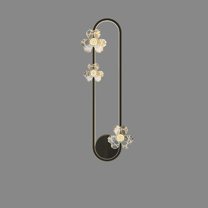 Applique murale contemporaine ovale ronde florale en acrylique et laiton avec LED pour salon 
