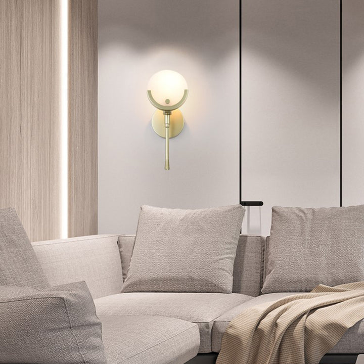 Applique murale en cuivre à 1 lumière avec marbre en verre floral long et rond chinois traditionnel pour salon 