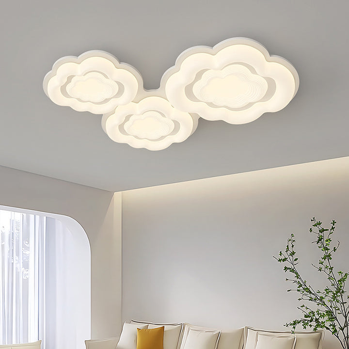 Lumière de plafond encastrée LED en fer PE crème Art déco moderne pour salon 