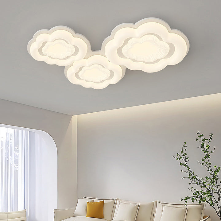 Lumière de plafond encastrée LED en fer PE crème Art déco moderne pour salon 