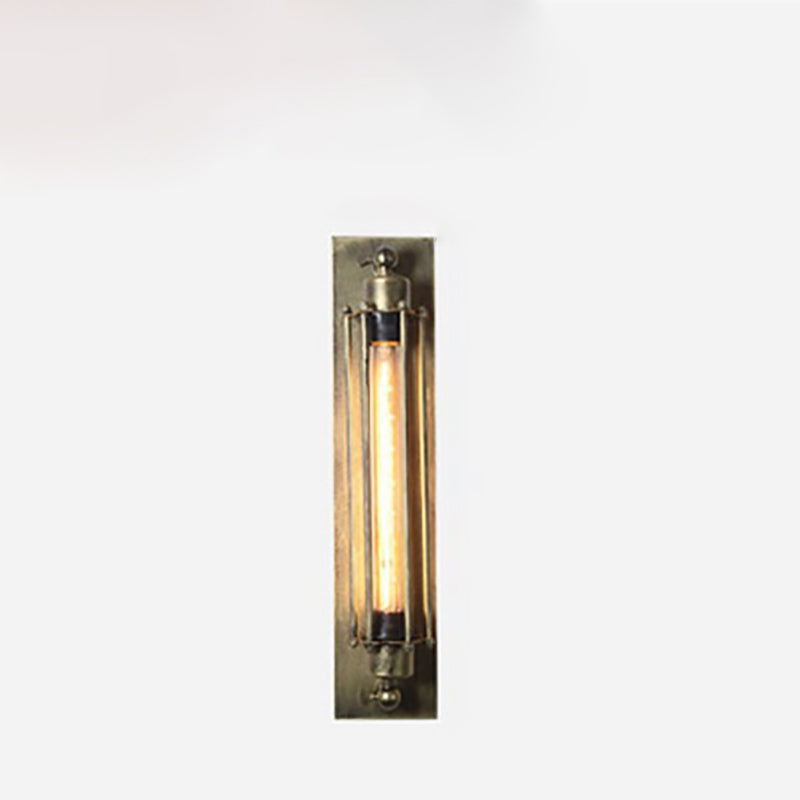 Applique Murale Traditionnelle Vintage Rectangle Cylindre Verre Fer 1-Lumière Pour Salon 