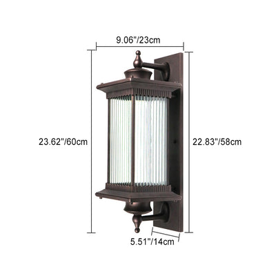 Lámpara Aplique de Pared de 1 Luz con Herrajes de Aluminio y Vidrio Rectangular de Casa Cuadrada Tradicional China para Patio Exterior 