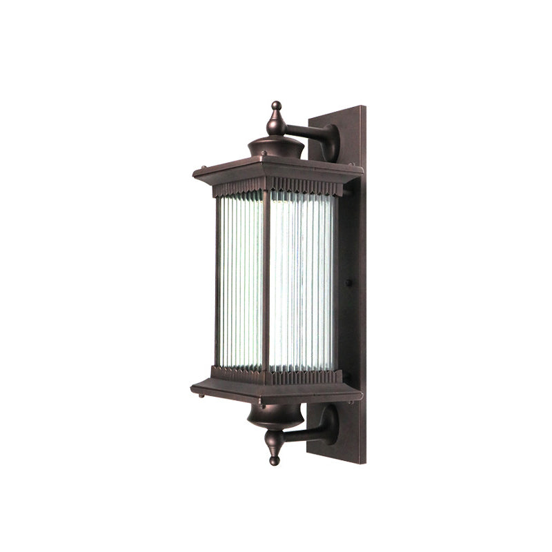Lámpara Aplique de Pared de 1 Luz con Herrajes de Aluminio y Vidrio Rectangular de Casa Cuadrada Tradicional China para Patio Exterior 