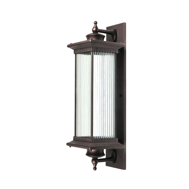Lámpara Aplique de Pared de 1 Luz con Herrajes de Aluminio y Vidrio Rectangular de Casa Cuadrada Tradicional China para Patio Exterior 