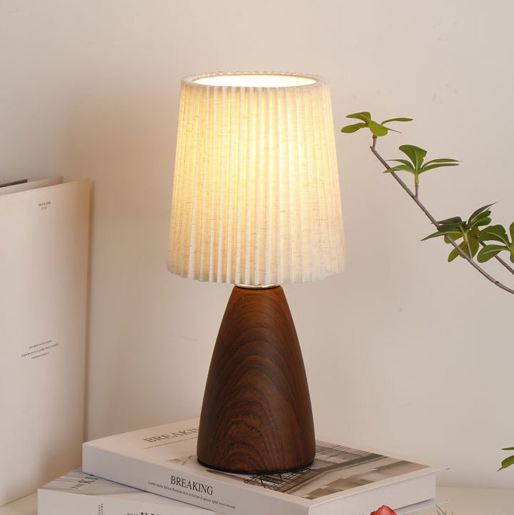 Moderne minimalistische zylindrische konische Stoff-Keramik-Tischlampe mit 1 Licht für das Schlafzimmer 