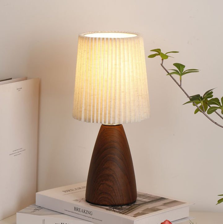 Moderne minimalistische zylindrische konische Stoff-Keramik-Tischlampe mit 1 Licht für das Schlafzimmer 