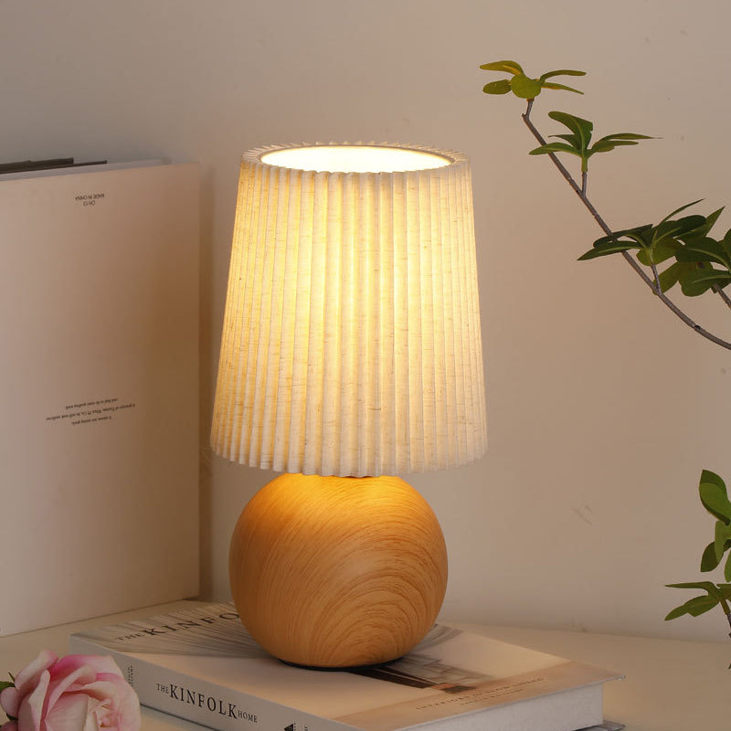 Moderne minimalistische zylindrische konische Stoff-Keramik-Tischlampe mit 1 Licht für das Schlafzimmer 