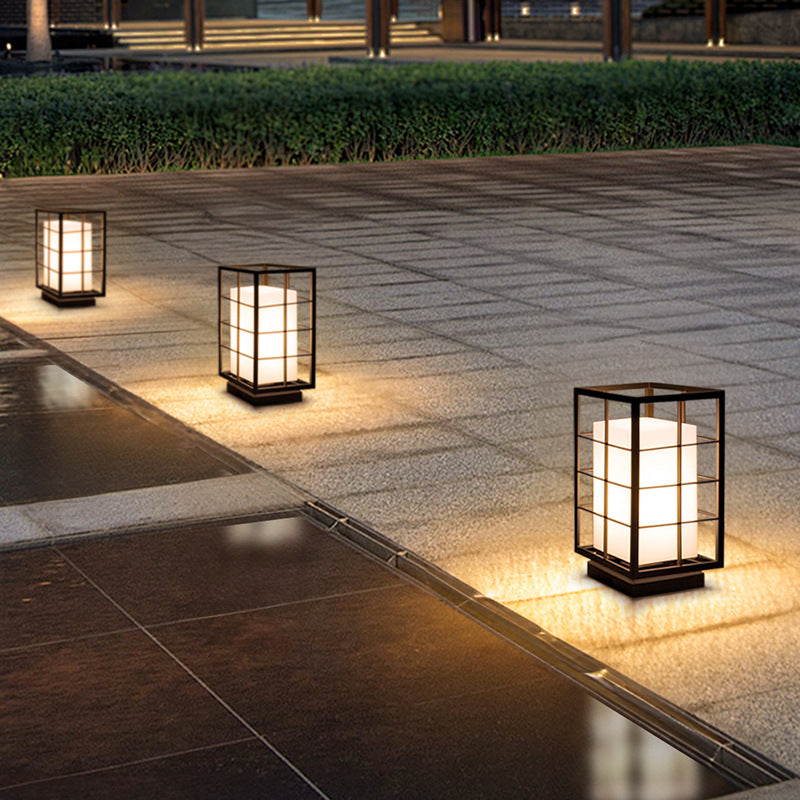 إضاءة خارجية LED مستطيلة الشكل من الاكريليك والفولاذ المقاوم للصدأ بتصميم بسيط وحديث لإضاءة المناظر الطبيعية في الحديقة 