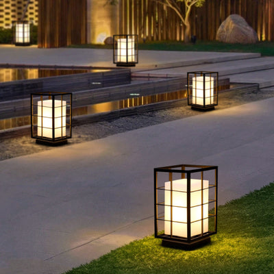 إضاءة خارجية LED مستطيلة الشكل من الاكريليك والفولاذ المقاوم للصدأ بتصميم بسيط وحديث لإضاءة المناظر الطبيعية في الحديقة 