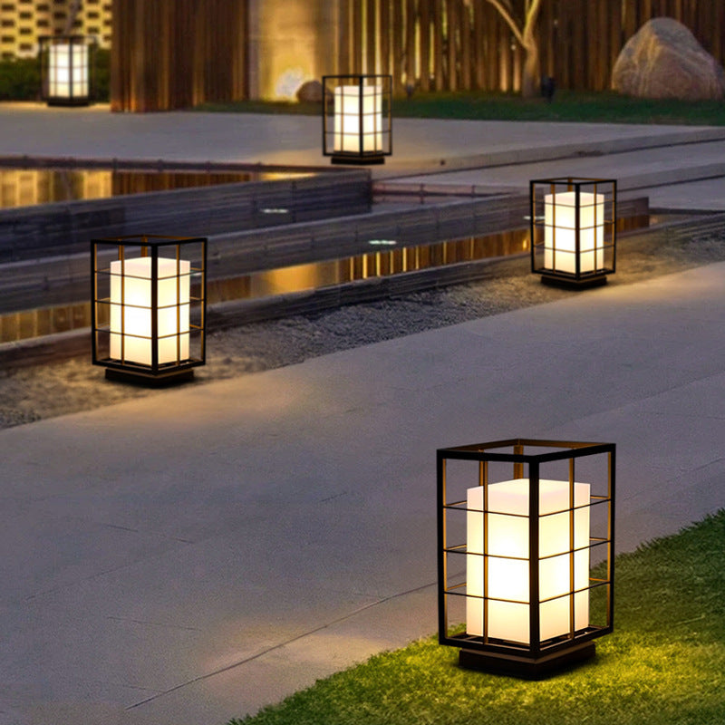 إضاءة خارجية LED مستطيلة الشكل من الاكريليك والفولاذ المقاوم للصدأ بتصميم بسيط وحديث لإضاءة المناظر الطبيعية في الحديقة 