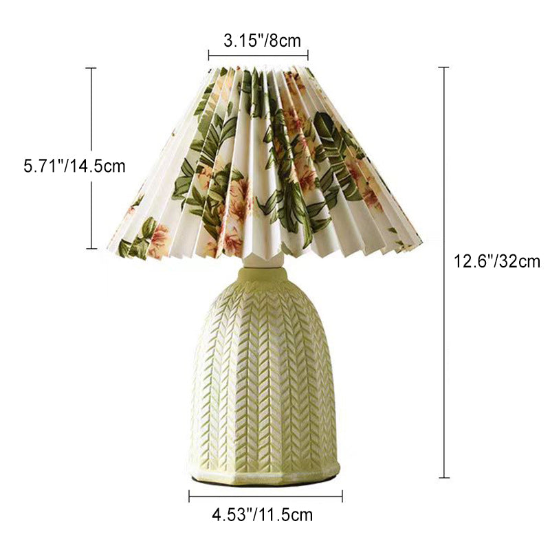 Lampe de table contemporaine scandinave conique en tissu céramique à 1 lumière pour chambre 