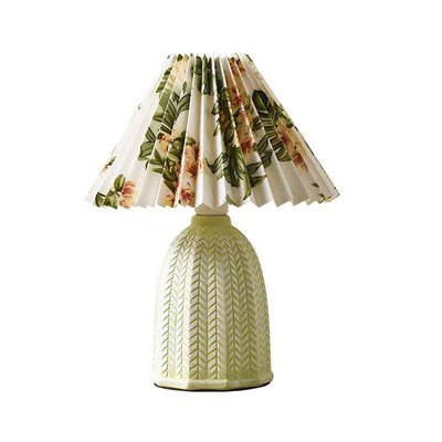 Lampe de table contemporaine scandinave conique en tissu céramique à 1 lumière pour chambre 