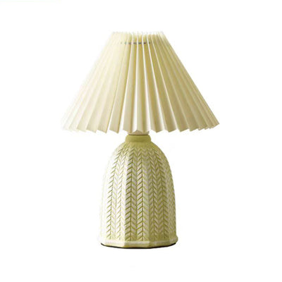 Lampe de table contemporaine scandinave conique en tissu céramique à 1 lumière pour chambre 