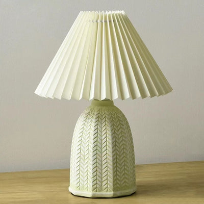 Lampe de table contemporaine scandinave conique en tissu céramique à 1 lumière pour chambre 