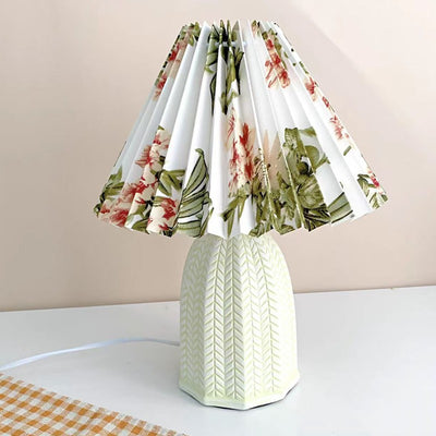 Lampe de table contemporaine scandinave conique en tissu céramique à 1 lumière pour chambre 