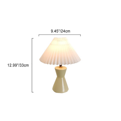 Zeitgenössische skandinavische distressed Sanduhrform runde Stoffkeramik 1-Licht Tischlampe für das Schlafzimmer 