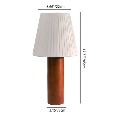 Lámpara de mesa de 1 luz de goma de madera redonda de cilindro tradicional chino para sala de estar 