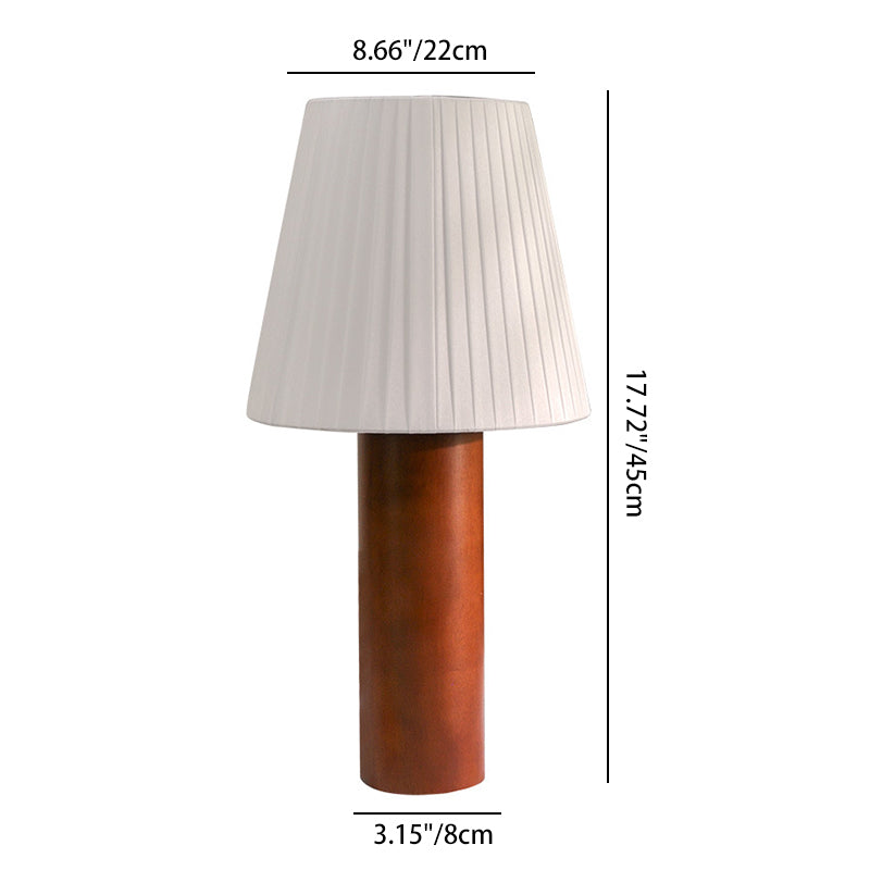 Lámpara de mesa de 1 luz de goma de madera redonda de cilindro tradicional chino para sala de estar 