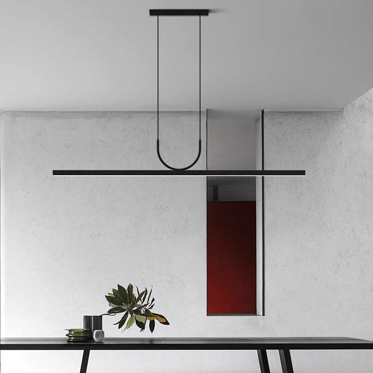 Moderne minimalistische Linie langer quadratischer Acryl-Aluminium-LED-Kronleuchter-Insellicht für das Esszimmer 