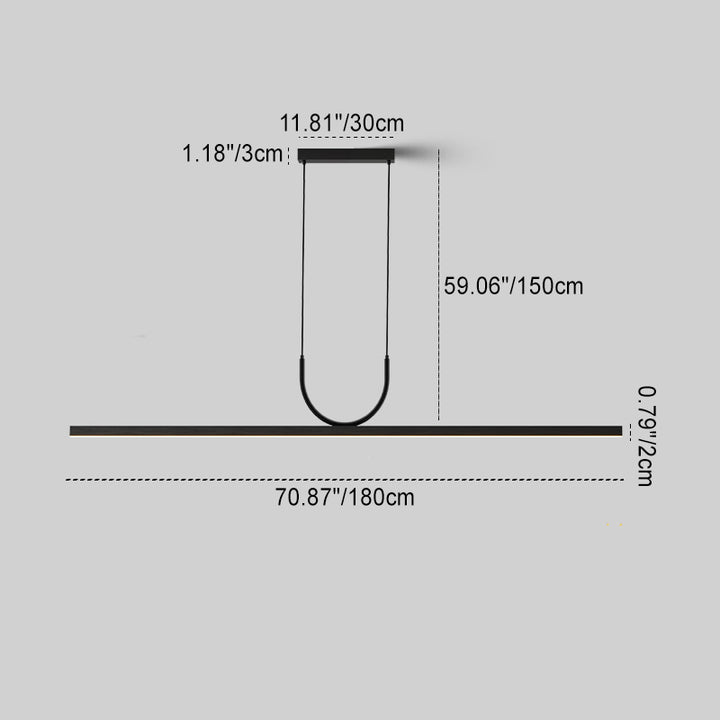 Modern Minimalist Line Long Square Acrylic Aluminum LED Chandelier Island Light For Dining Room
