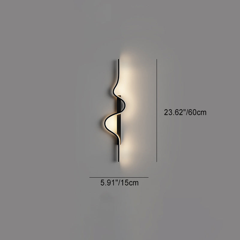 Lámpara Aplique de Pared LED de Onda Larga Rectangular Minimalista Moderna de Silicona, Aluminio y Hierro para Sala de Estar 