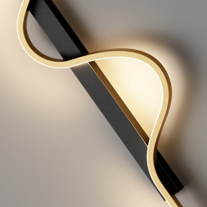 Lámpara Aplique de Pared LED de Onda Larga Rectangular Minimalista Moderna de Silicona, Aluminio y Hierro para Sala de Estar 