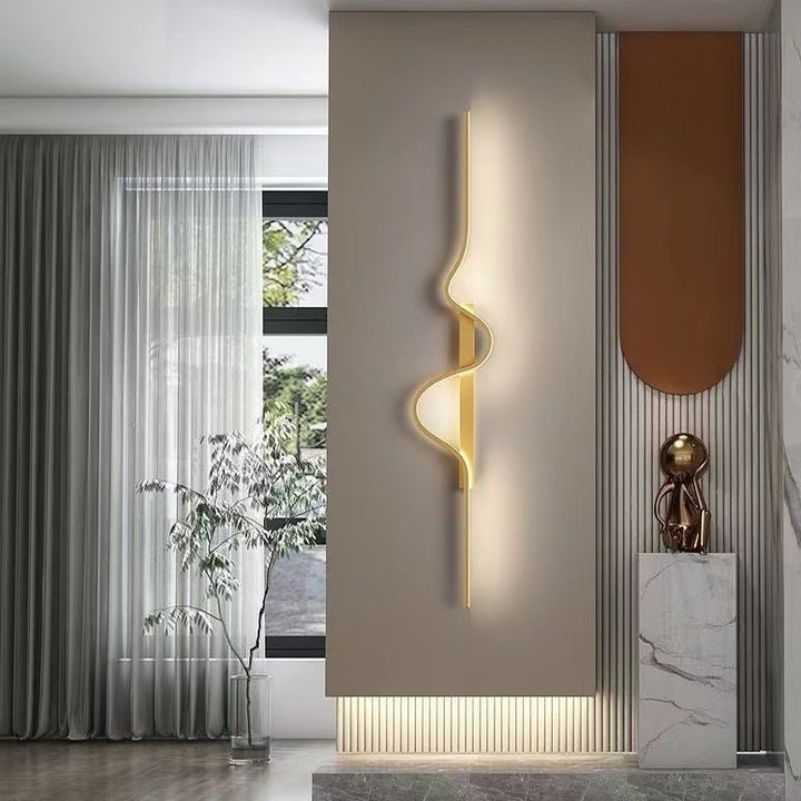 Lámpara Aplique de Pared LED de Onda Larga Rectangular Minimalista Moderna de Silicona, Aluminio y Hierro para Sala de Estar 