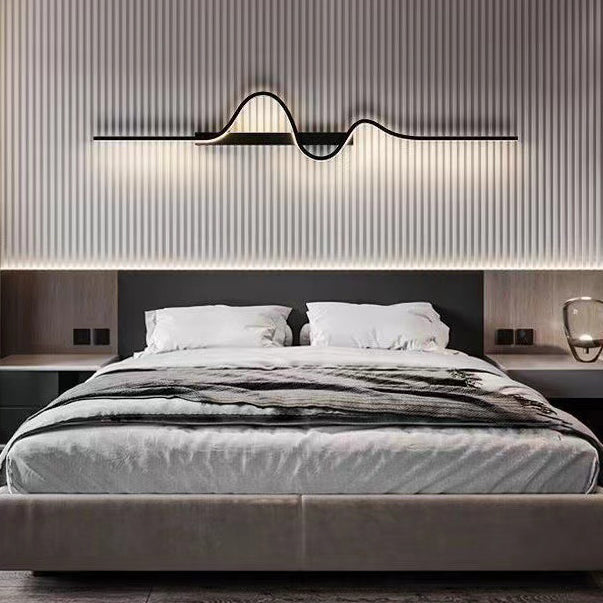 Lámpara Aplique de Pared LED de Onda Larga Rectangular Minimalista Moderna de Silicona, Aluminio y Hierro para Sala de Estar 