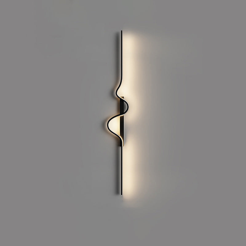 Lámpara Aplique de Pared LED de Onda Larga Rectangular Minimalista Moderna de Silicona, Aluminio y Hierro para Sala de Estar 