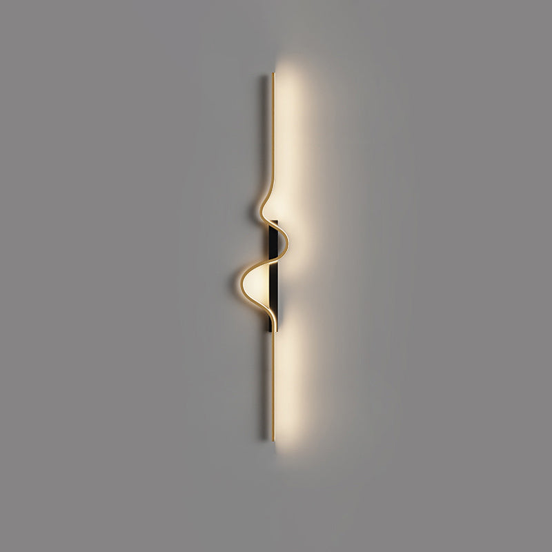 Lámpara Aplique de Pared LED de Onda Larga Rectangular Minimalista Moderna de Silicona, Aluminio y Hierro para Sala de Estar 