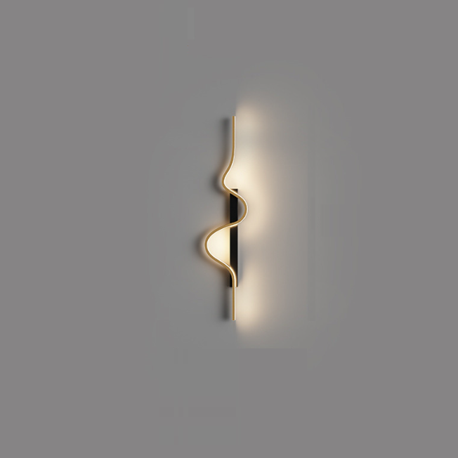 Lámpara Aplique de Pared LED de Onda Larga Rectangular Minimalista Moderna de Silicona, Aluminio y Hierro para Sala de Estar 
