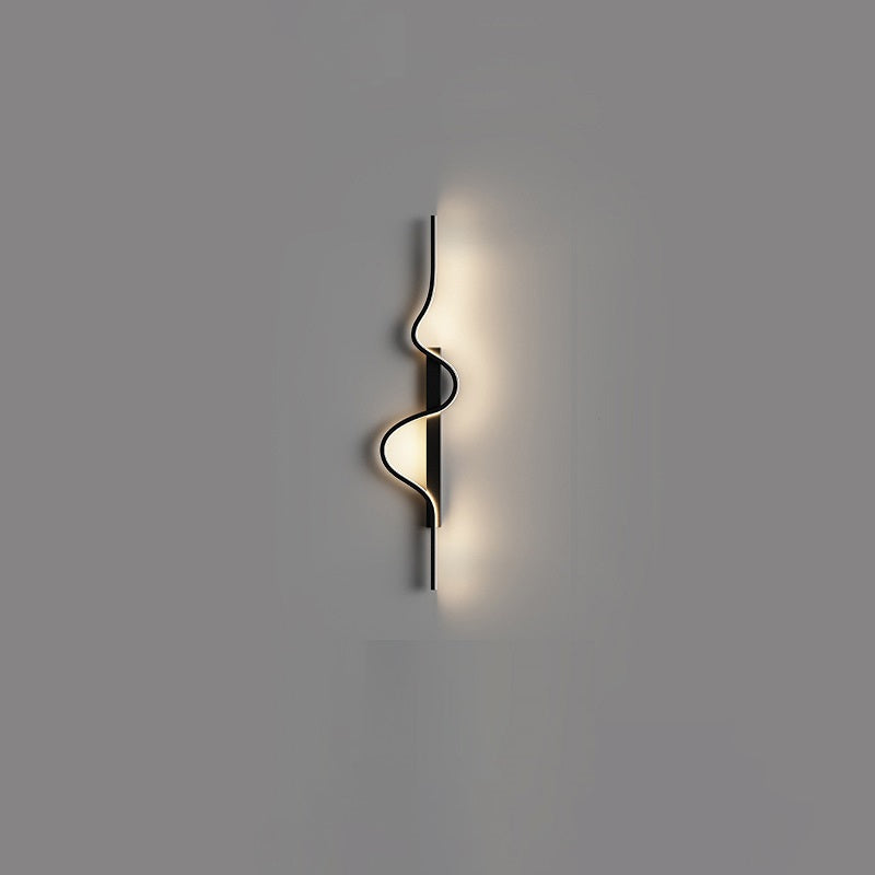 Lámpara Aplique de Pared LED de Onda Larga Rectangular Minimalista Moderna de Silicona, Aluminio y Hierro para Sala de Estar 