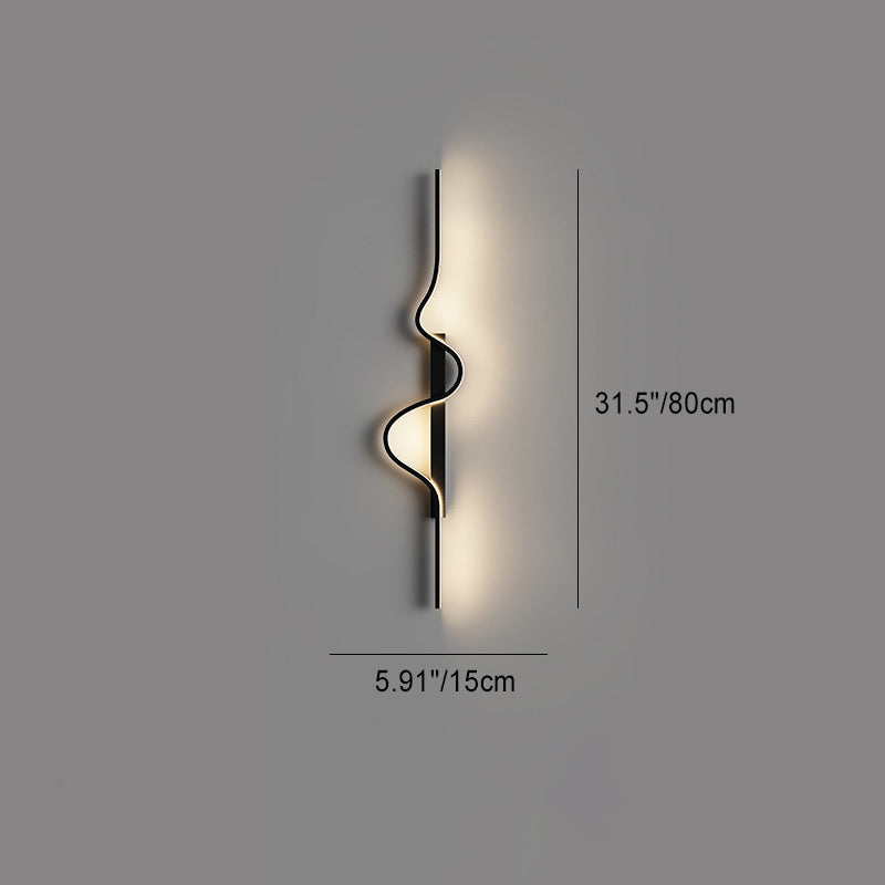 Moderne minimalistische Langwellen-Rechteck-Silikon-Aluminium-Eisen-LED-Wandleuchte für das Wohnzimmer 