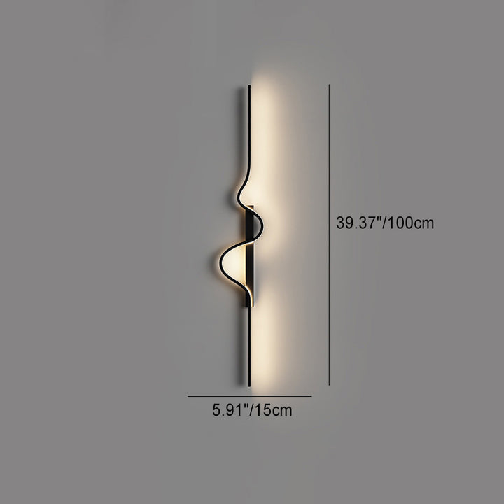 Lámpara Aplique de Pared LED de Onda Larga Rectangular Minimalista Moderna de Silicona, Aluminio y Hierro para Sala de Estar 