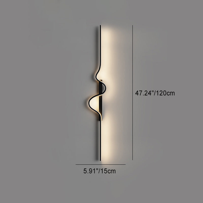 Lámpara Aplique de Pared LED de Onda Larga Rectangular Minimalista Moderna de Silicona, Aluminio y Hierro para Sala de Estar 