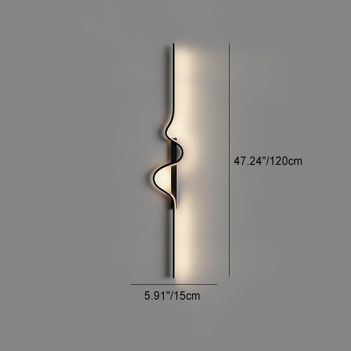 Lámpara Aplique de Pared LED de Onda Larga Rectangular Minimalista Moderna de Silicona, Aluminio y Hierro para Sala de Estar 