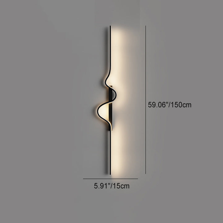 Lámpara Aplique de Pared LED de Onda Larga Rectangular Minimalista Moderna de Silicona, Aluminio y Hierro para Sala de Estar 
