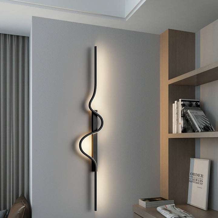 Lámpara Aplique de Pared LED de Onda Larga Rectangular Minimalista Moderna de Silicona, Aluminio y Hierro para Sala de Estar 