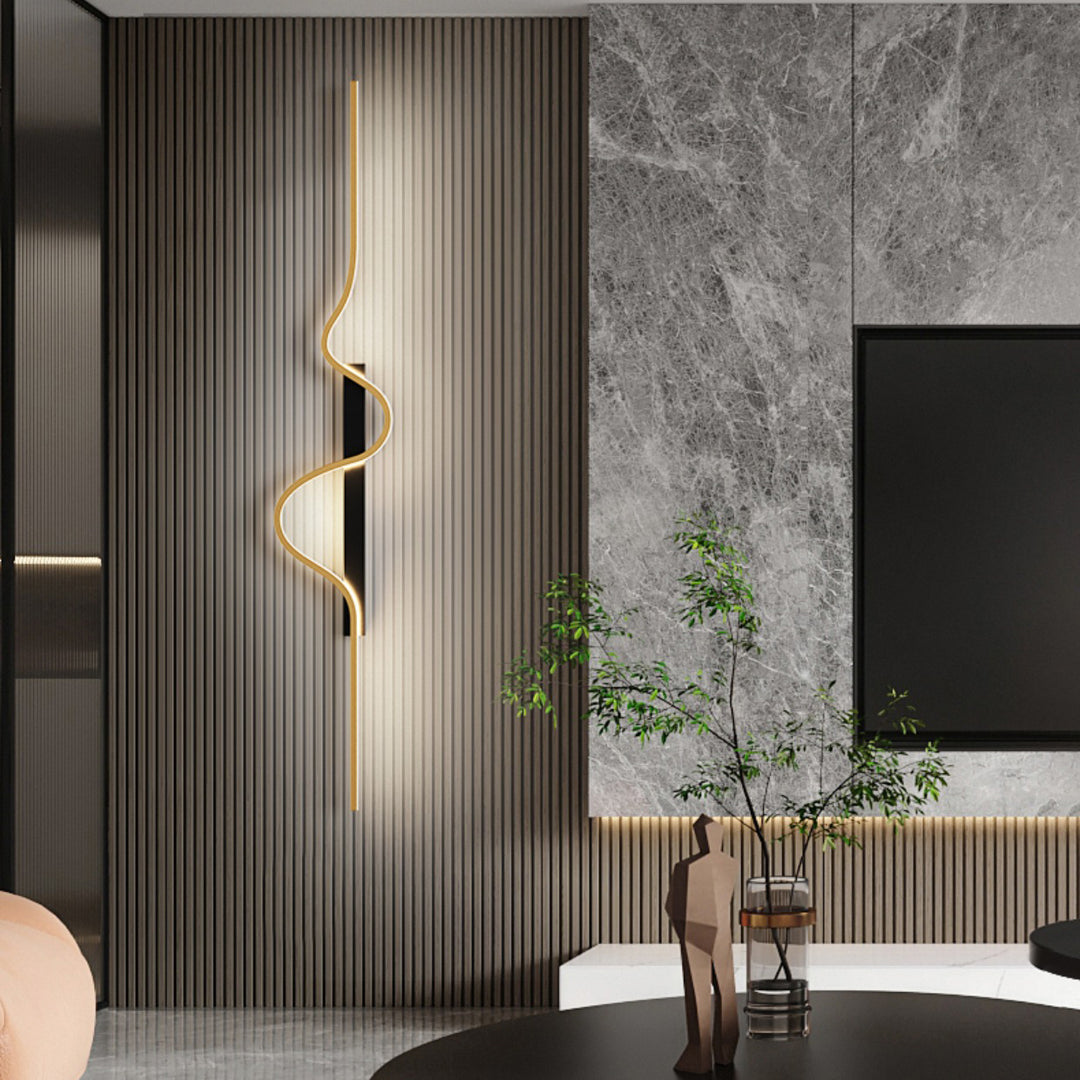Lámpara Aplique de Pared LED de Onda Larga Rectangular Minimalista Moderna de Silicona, Aluminio y Hierro para Sala de Estar 
