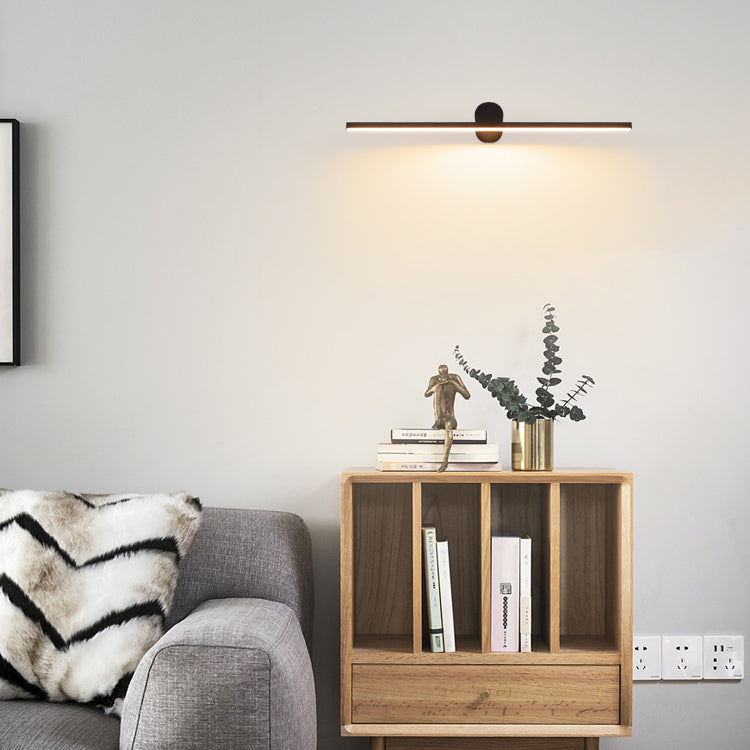Modern Minimalist Long Round PVC Metal LED Wall Sconce Lamp For Living Room