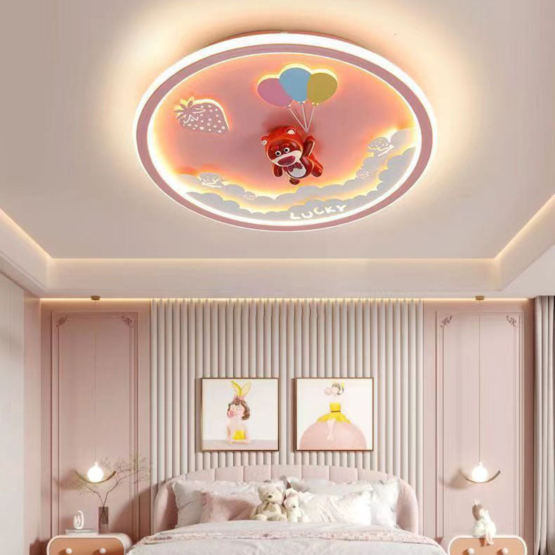 Lustre Plafonnier LED Moderne Art Déco Rond Chien Ours Lapin Acrylique Fer Pour Chambre 